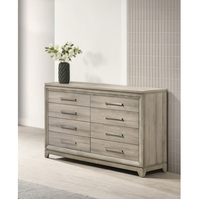 Commode 8 tiroirs en bois vieilli Greige