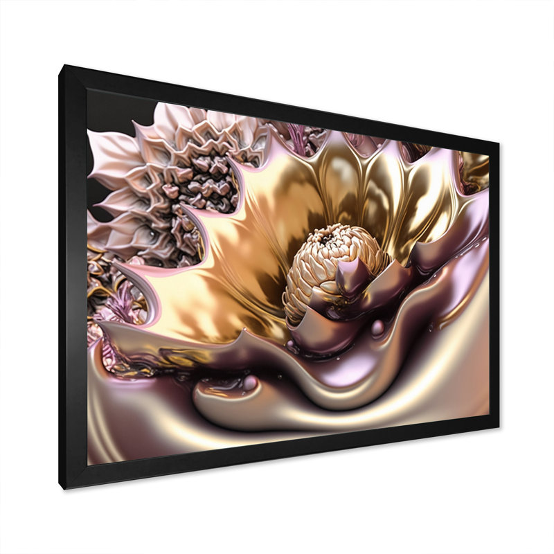 Fleurs liquides modernes I - reproduction sur toile, Impression noire sur toile encadrée, H 12 po x l 20 po x P 1 po