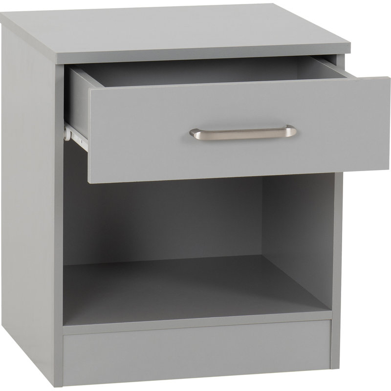 Sumrah 40cm W Manufactured Wood Bedside Table, Light Grey