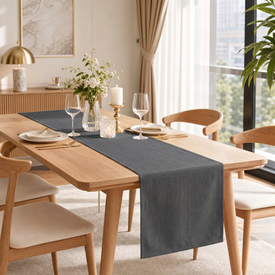 Chemin de table 3 pièces 12 x 72 pouces en polyester de couleur unie, foulard de table lisse résistant aux taches en bleu marine, beige et gris, décor de table moderne simple pour les dîners, les mariages et les tables de salle à manger de cuisine à domicile