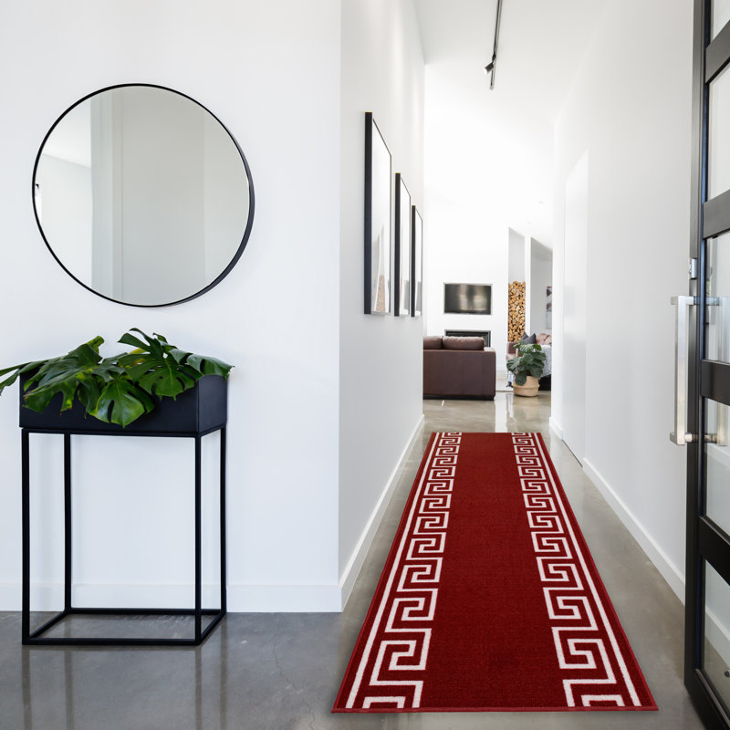 Shadowbrook Geometric Tufted Red/White Area Rug, Runner 2'7'' x 16'