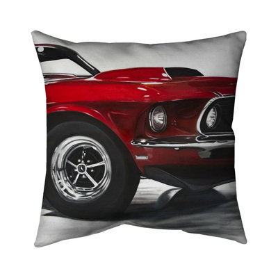 Classic red car - 26"x26" Throw pillow - Poly twill - Print on demand