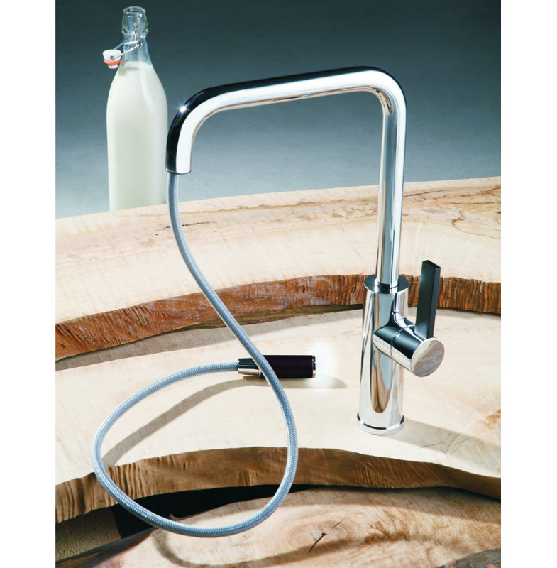 Italian Pull Out Single Handle Kitchen Faucet With Accessories, Chrome
