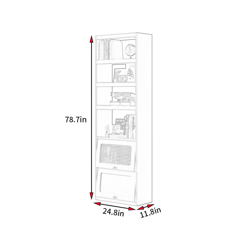 Bibliothèque américaine, (5 tablettes) H 78,7 po x l 24,8 po x P 11,8 po