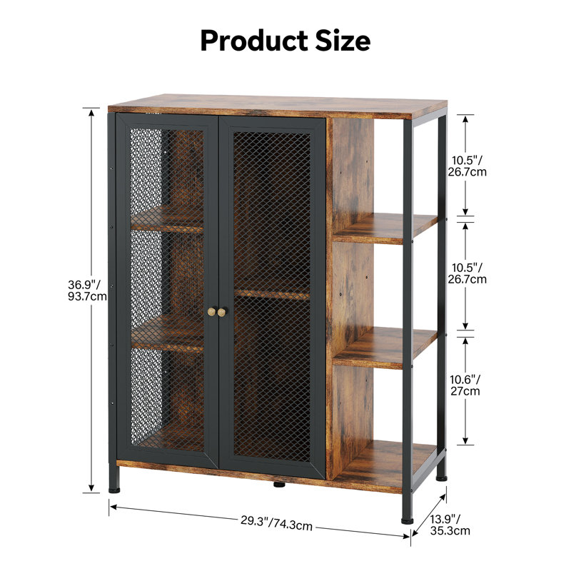 Coffee Bar Cabinet with Storage, Liquor Cabinet Bar with 2 Visible Doors, Small Coffee Station Cabinets, Farmhouse Industrial Buffet Sideboard Cabinets for Home Kitchen, Dining Room, Living Room