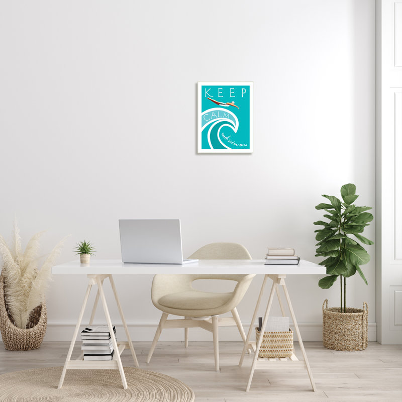 Keep Calm And Swim On - impression, Unframed, H 19 po x l 13 po x P 0,5 po