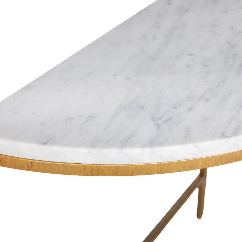 Vermont Demilune 38" Console Table, Carrera Marble