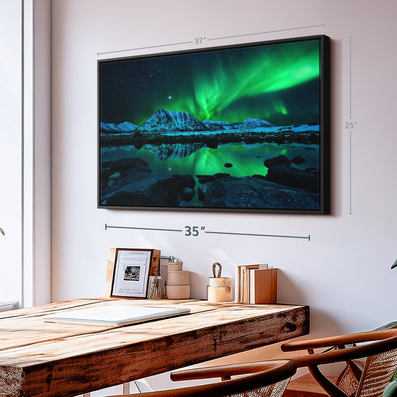 " Northern Lights Over Snowscape ", 37" H x 25" W