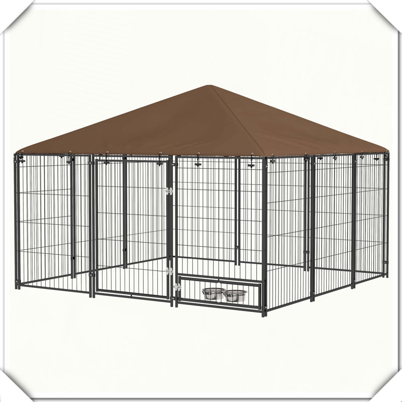 Enclos d'extérieur pour chien avec enclos tournant, Café