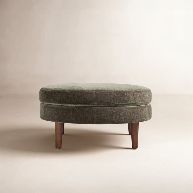 Landen Upholstered Ottoman, Olive Green Performance Chenille