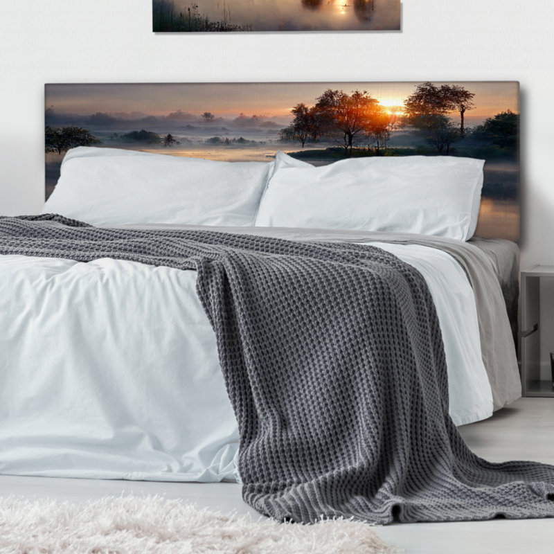 Kaydahn - Landscape Lake Upholstery Panel Headboard, Très grand