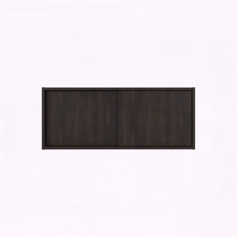 Note 32‑Inch Wide Wall Storage Cabinet with Sliding Doors – Compact Wall‑Mounted Storage for Office or Garage, Dark Walnut