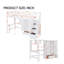 Lit mezzanine simple avec bibliothèque, tiroirs, bureau et garde-robe, blanc
