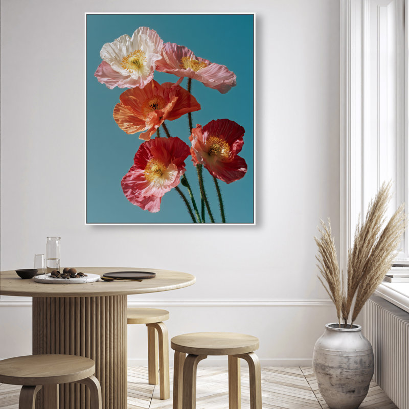 Poppy Bloom I Print by Oliver Gal, White Floater Frame, 37"H x 46"W
