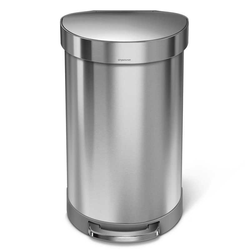Simplehuman Semi-Round Pedal Bin, Brushed Stainless Steel, 45L