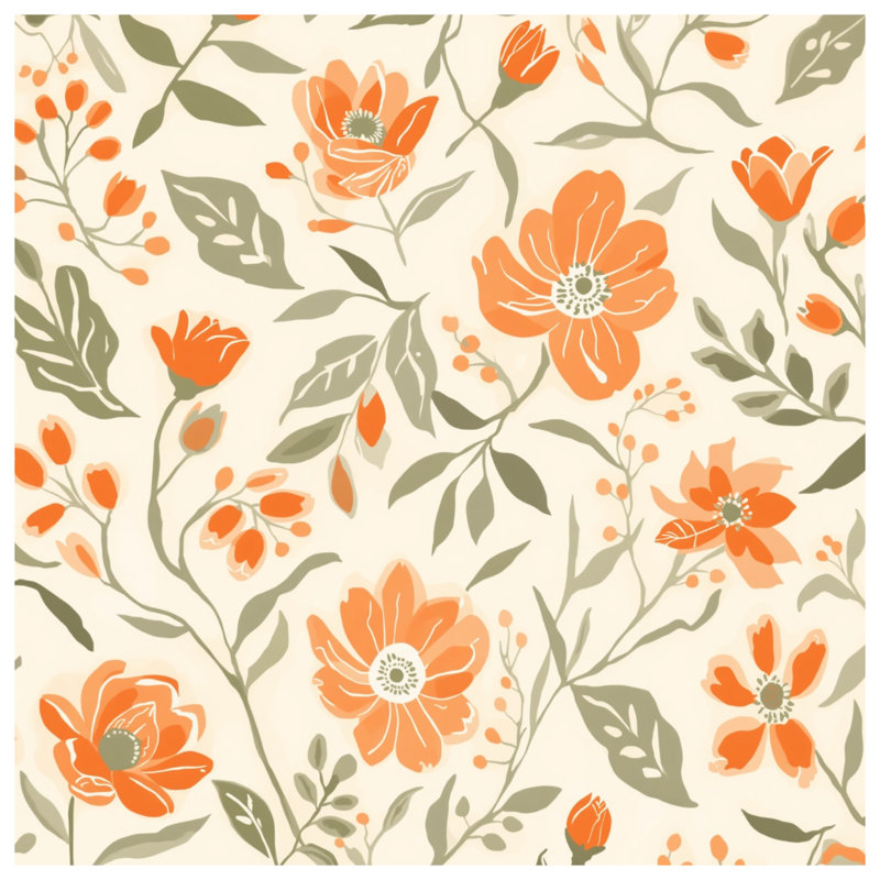 Toile de galerie à motif floral orange en plusieurs tailles, 20 x 24 inches