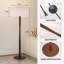 Lampe sur pied en bois de noyer 61 po avec abat-jour tambour en lin blanc 61 po, lampe sur pied minimaliste, certifiée cULus pour les tables d'appoint de salon, les coins de chambre à coucher, les bureaux à domicile ou les salles d'étude-1043272191