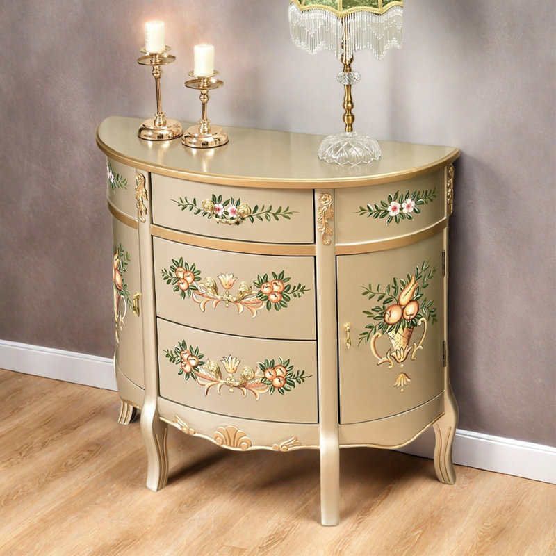 Armoire décorative peinte à la main de style antique, H 34,6 po x l 39,4 po x P 15 po