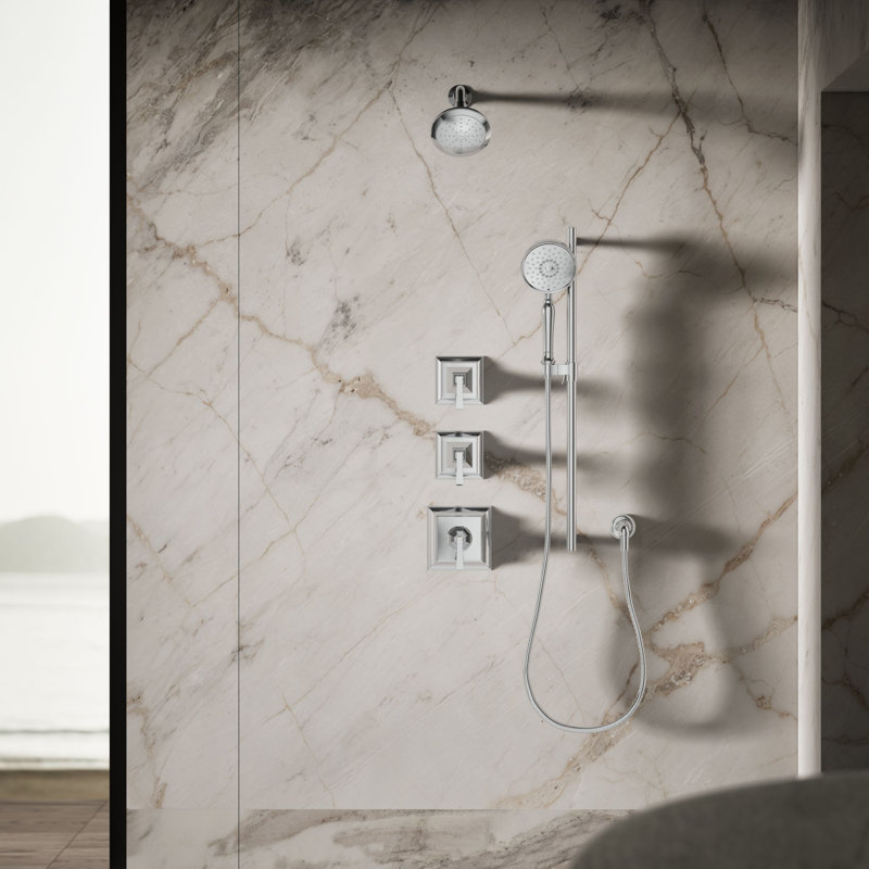 Pinstripe Single-Function Full/Standard Fixed Shower Head, Polished Chrome