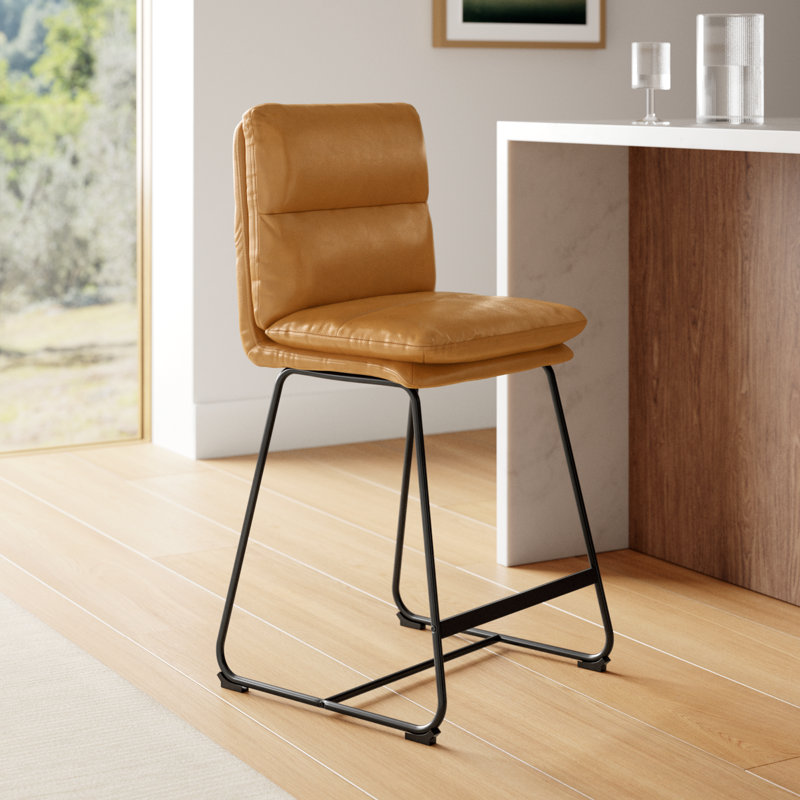 Volana Bar & Counter Stool, Cappuccinno Faux Leather, Counter Stool (26.5" Seat Height)