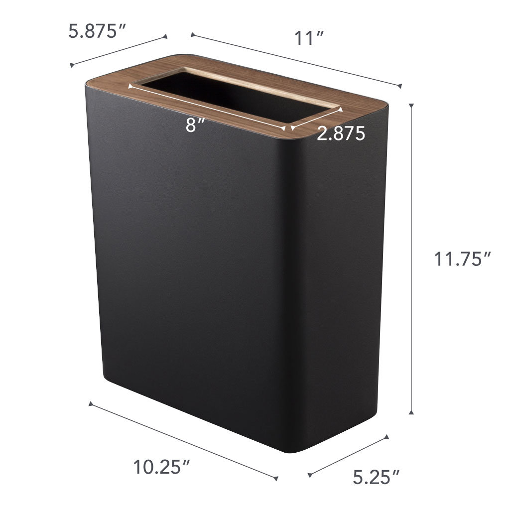 Yamazaki Home Rin 2.5gal Rectangular Can, Black