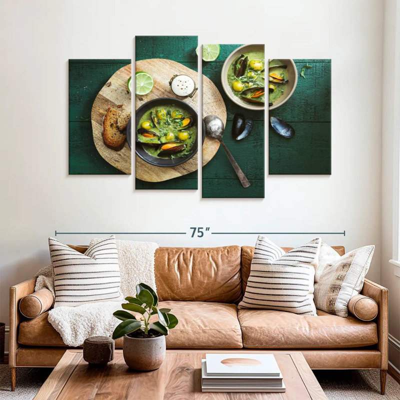 Yarlin Mussel And Spinach Soup, 42" H x 68" W