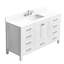 60 po x 22 po, meuble-lavabo en pierre blanc avec lavabo en céramique encastré et 3 trous de robinet avec dosseret