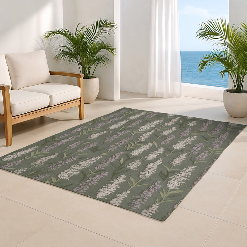 Tapis d'intérieur et d'extérieur brun Botanical, Rectangulaire 8 pi x 10 pi