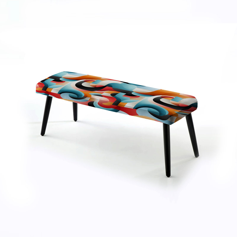 Banc rembourré géométrique bleu et rouge