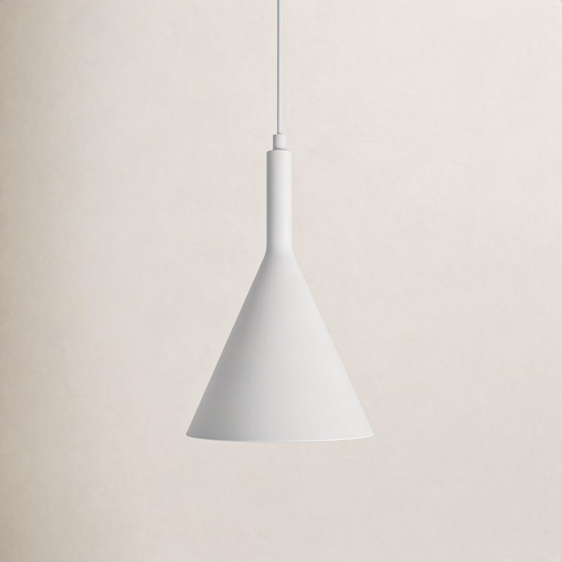 Luminaire suspendu conique à 1 lumière Laroche, H 13,29 po x l 7,75 po x P 7,75 po, Blanc mat