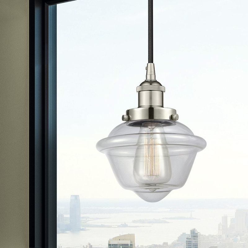 Luminaire suspendu 1 lumière Calliope, Transparent, Nickel poli