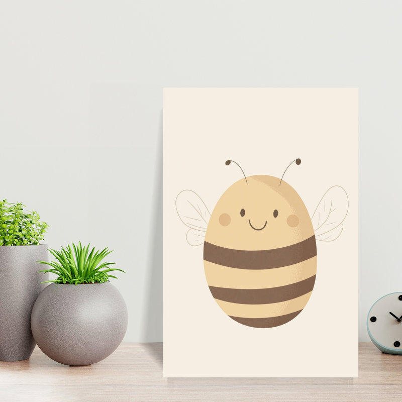 Happy Little Bee Whimsical Contemporary Bee Nature Wall Art Print by Mathieu - Wrapped Canvas Print, 45.72cm H x 30.48cm W