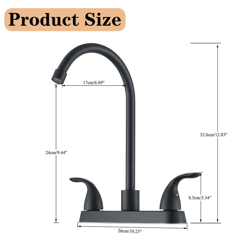 Kitchen Sink Faucet Deck Mounted 3 Hole 2 Handle Kitchen Faucets High-Arc 360 Degree Swivel Spout with Supply Lines