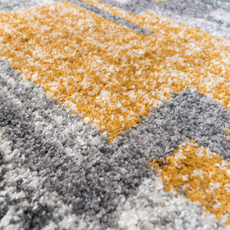 Resendez Machine Woven Mustard/Ochre/Grey Indoor Rug, Runner 60 x 240cm