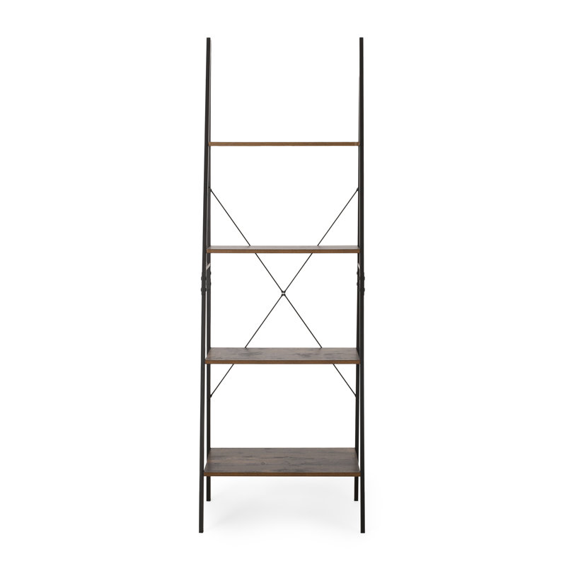 Bibliothèque à échelle en fer H 71,5 "x l 23,6" x P 19,6 ", Rustic