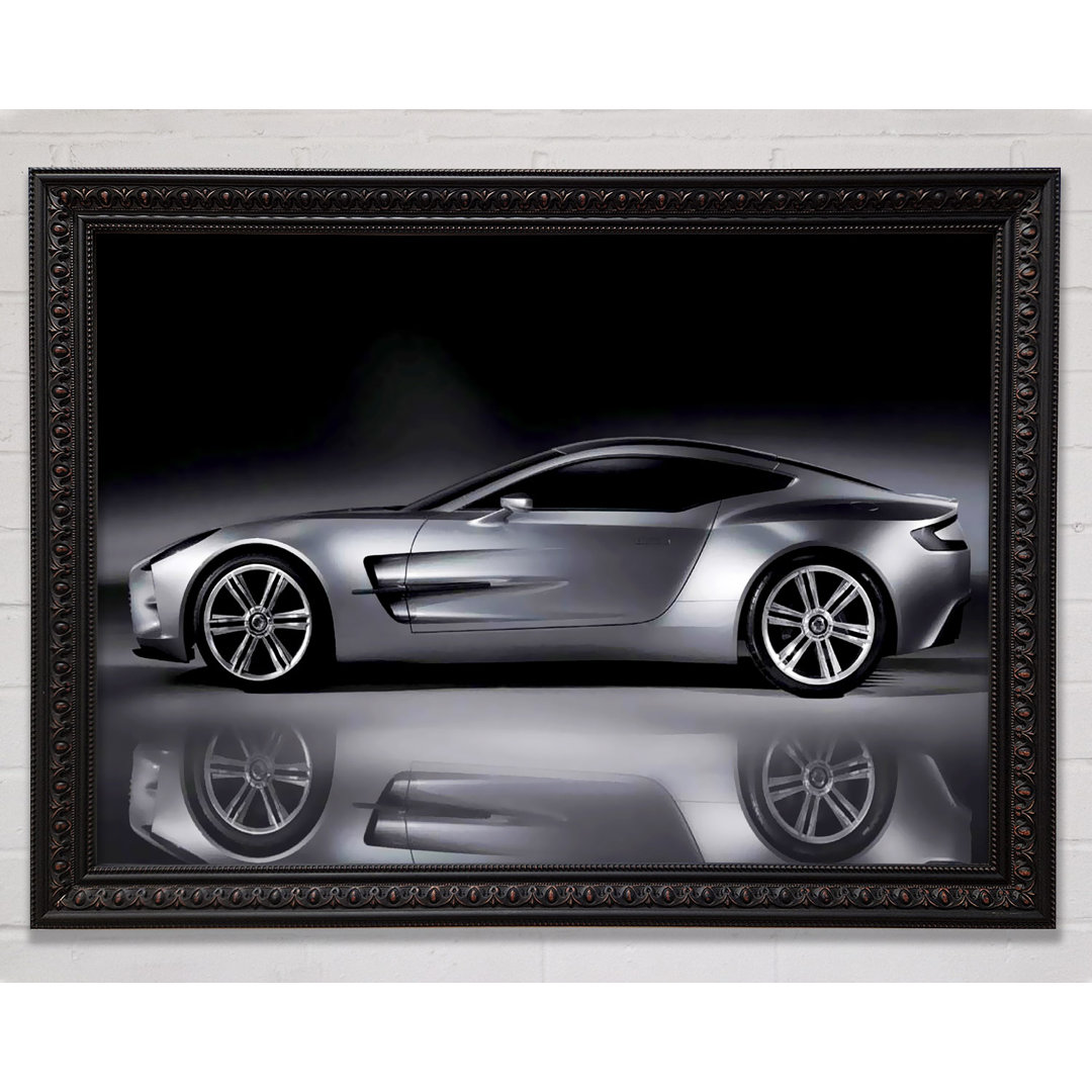 Aston Martin DB9 Silver Side Profile - Einzelner Bilderrahmen Kunstdrucke