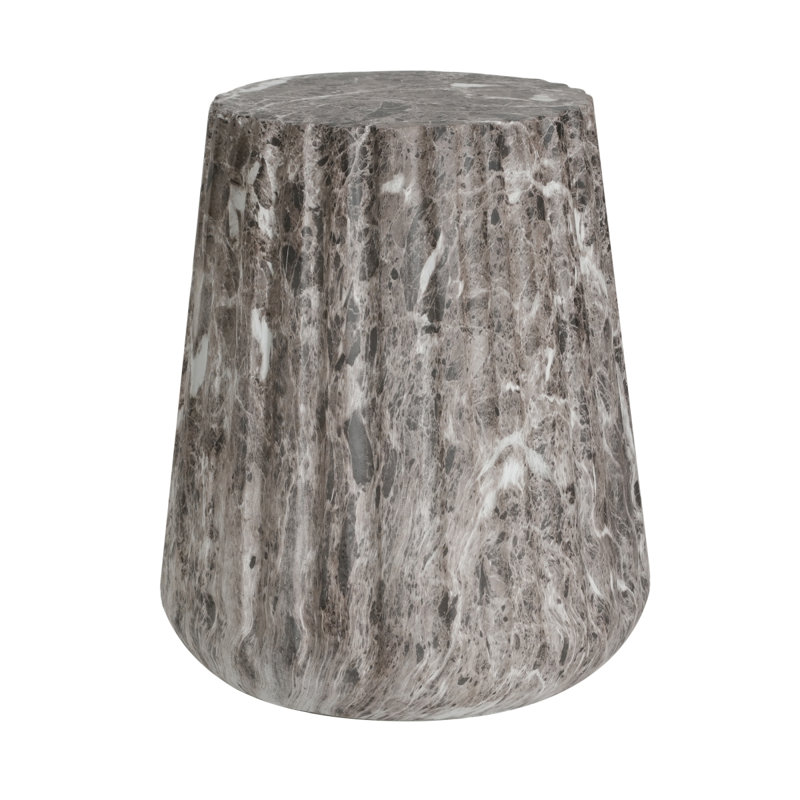 Outdoor Cleme Carved Side Table, Brown, Brown