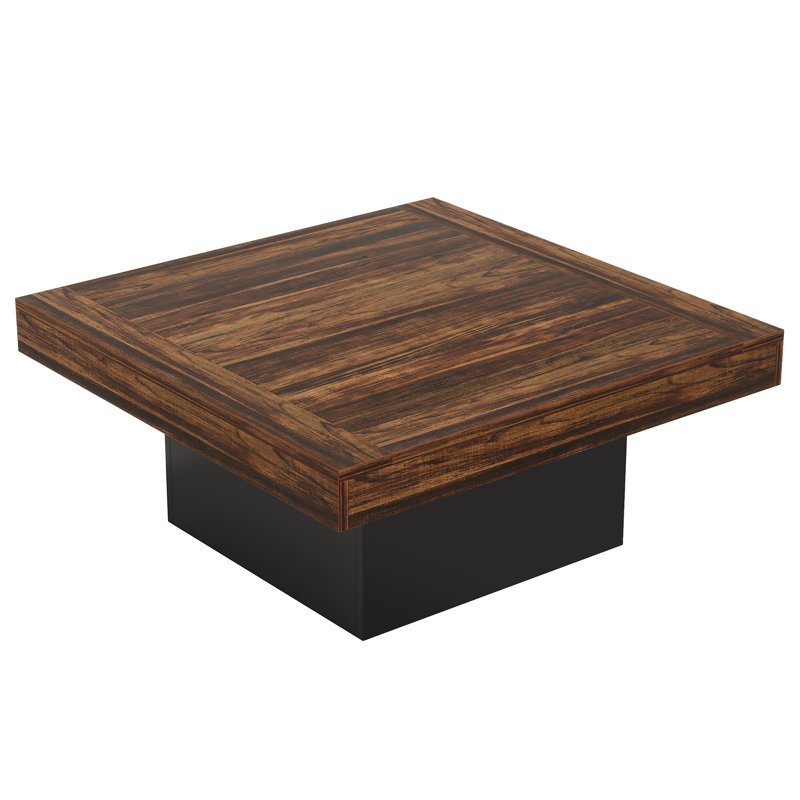 Table basse carrée de style nordique avec base noir mat