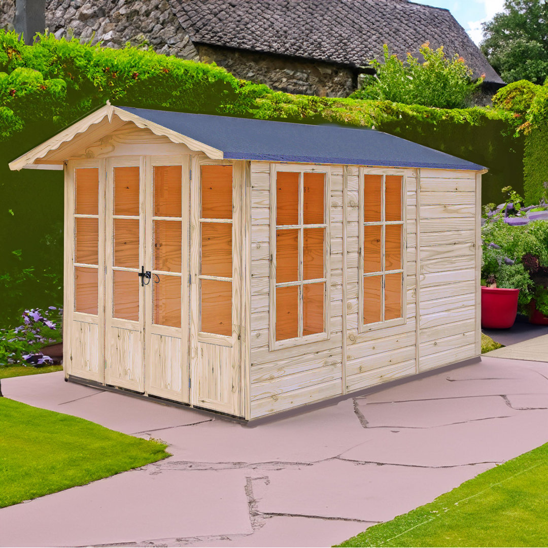 Shire Unisex Light Brown Kensington 7X10 Feet Double Door With Opening Window Summerhouse In Large - Image 4