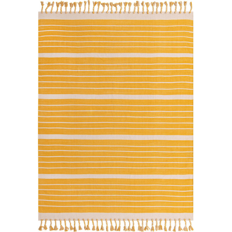 Abish Cotton Striped Indoor Rug, Rectangle 8' x 10'