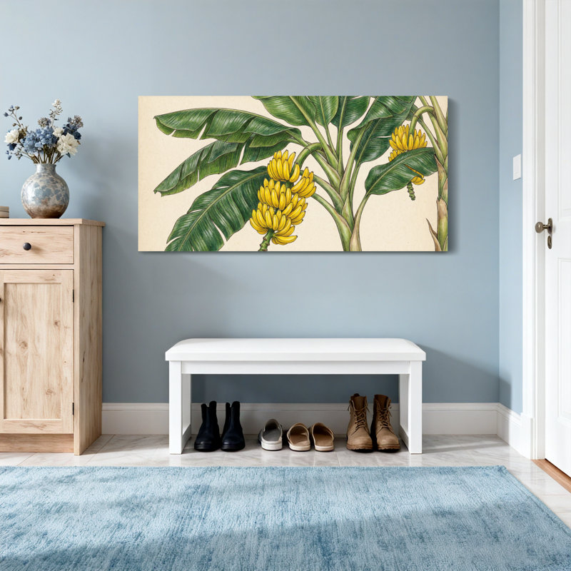 Plantes et fleurs Bananier avec fruits et feuilles, H 16 po x l 32 po