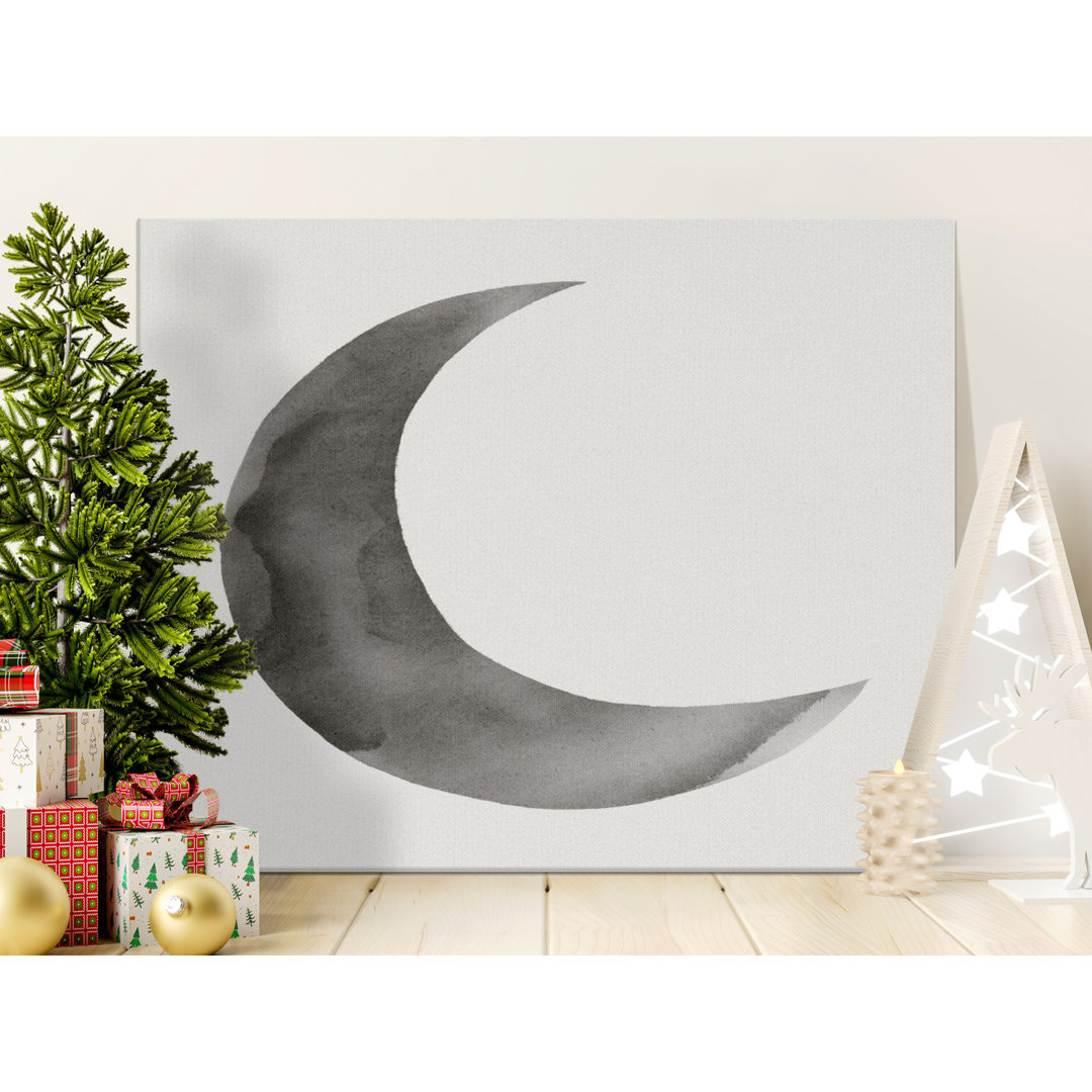 Crescent Moon Watercolor Canvas Wall Art, Boho Celestial Decor, Minimalist Lunar Phase Print, Modern Home Gift Idea