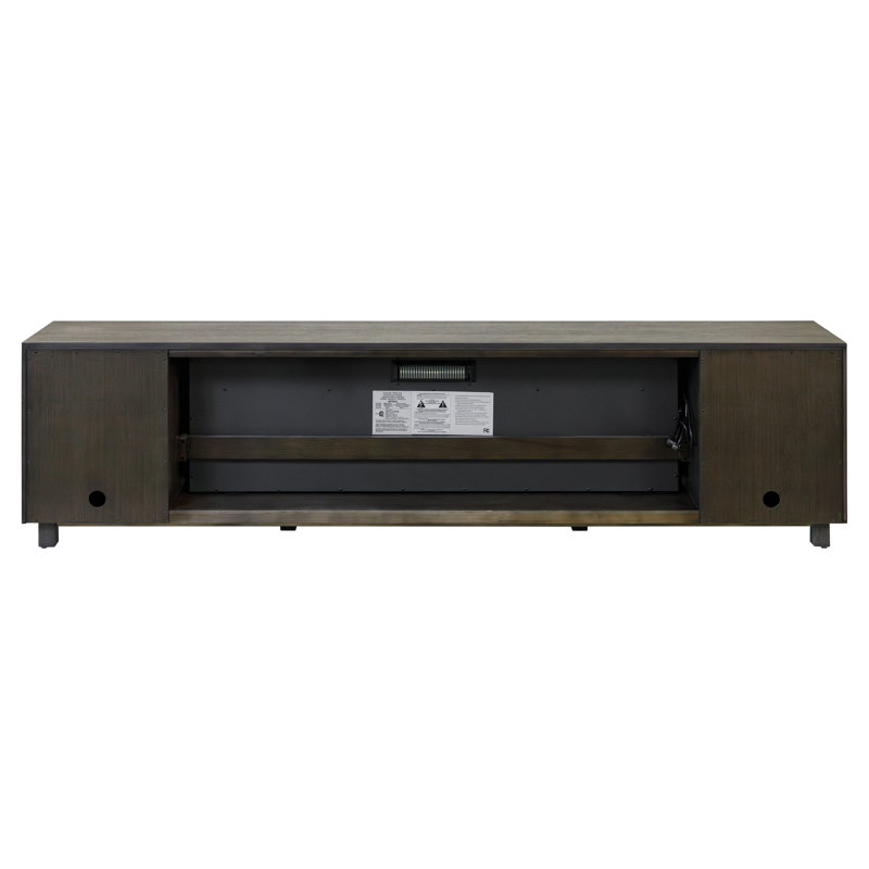 Oloughlin Fireplace Console, Entertainment Storage, TV Stand, Fully Assembled, Gray, 24.75" H x 96" W x 15" D