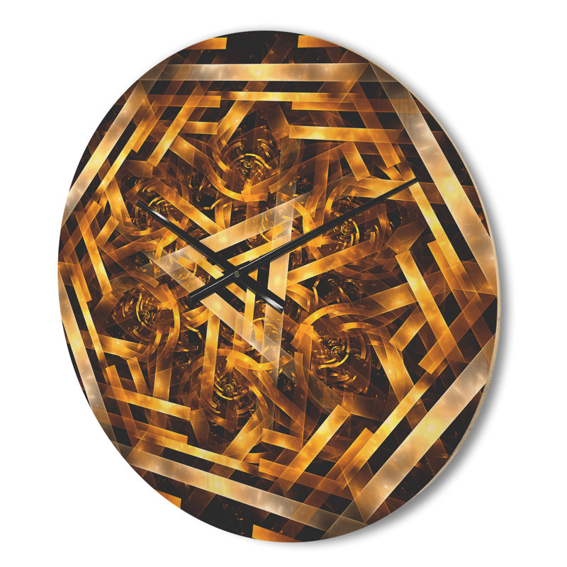 Horloge murale Fractal 3D Yellowish Hexagon, Moyen