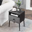 Table de chevet grise avec tiroir et tablette ouverte, petite table de chevet / table d'appoint étroite pour chambre à coucher, salon, dortoir, appartement, entrée, bureau, table de bout moderne avec rangement pour petits espaces-1055284710-975567836