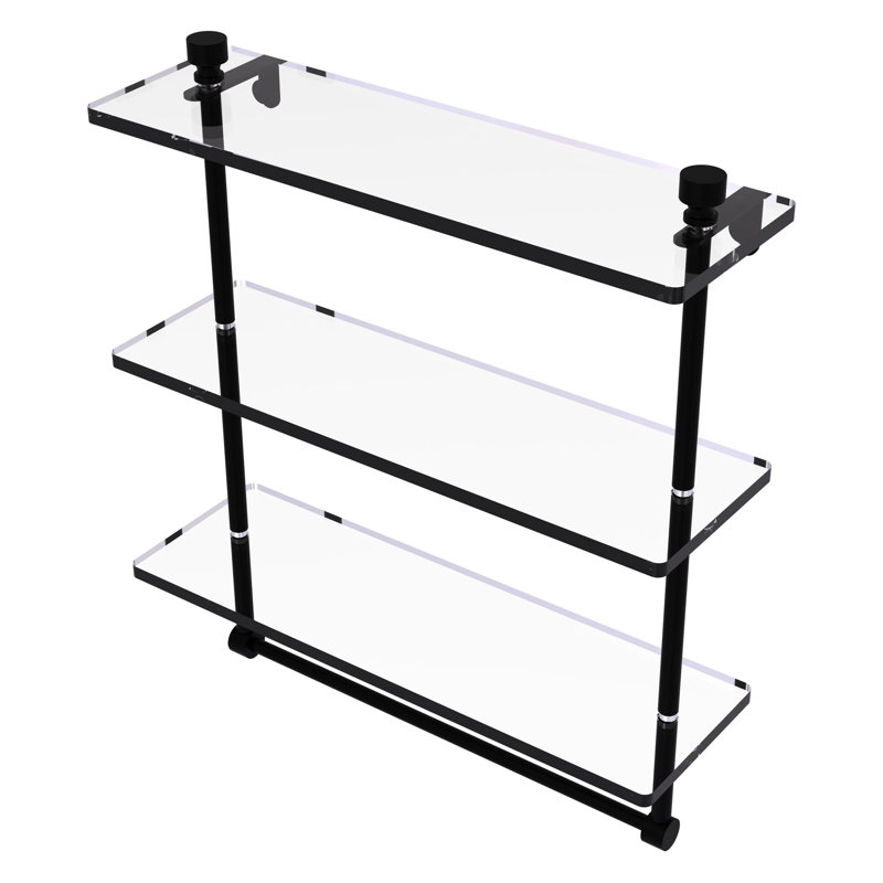 Ballenas 3 Piece Tiered Shelf with Towel Bar, Matte Black, 18" H x 16" W x 5" D
