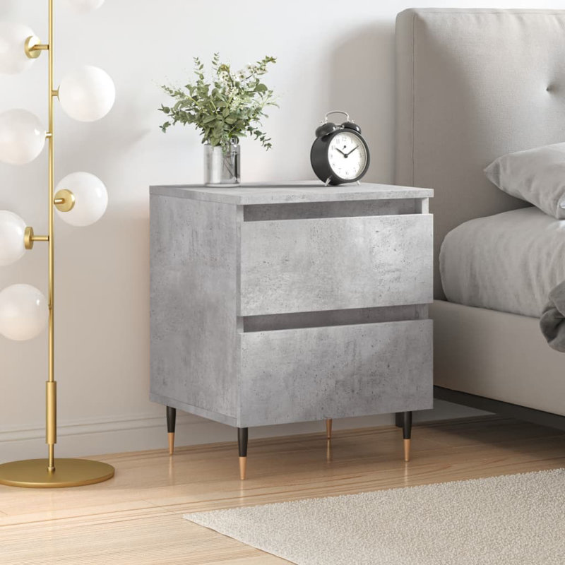 Solley 40 cm W Iron Bedside Table, Concrete Grey, Individual