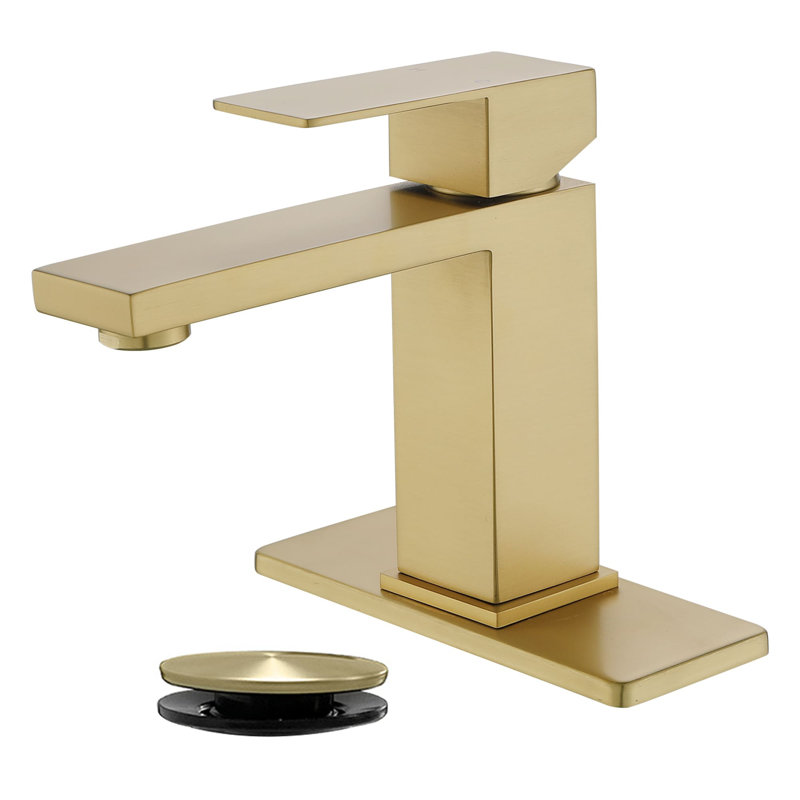 Single Hole Bathroom Faucet With Pop-Up Drain Single Handle Bathroom Sink Faucets Modern Stainless Steel Bathroom Basin Taps With Deck Plate