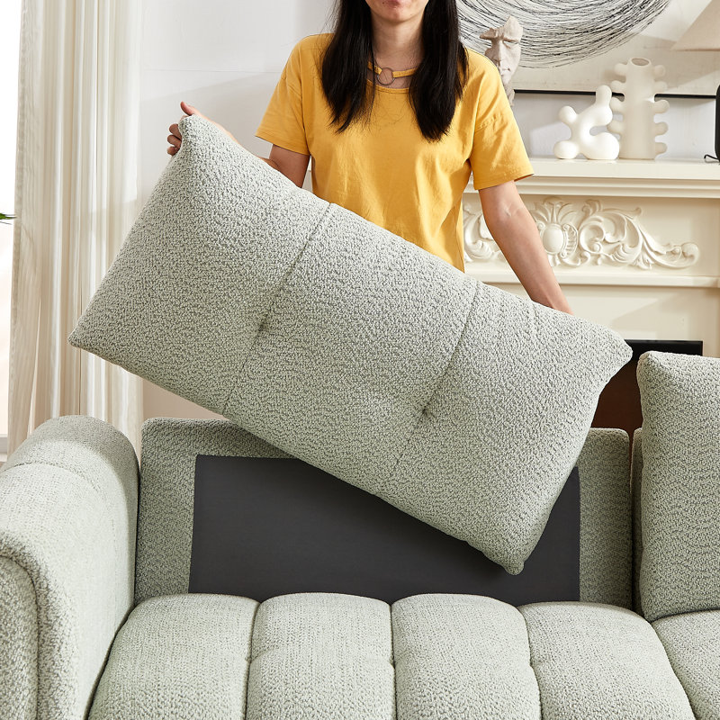 Modern Style 91.5" Tufted Chenille Upholstered Sofa with Round Arms,Oversized Comfort for Living Room, Green