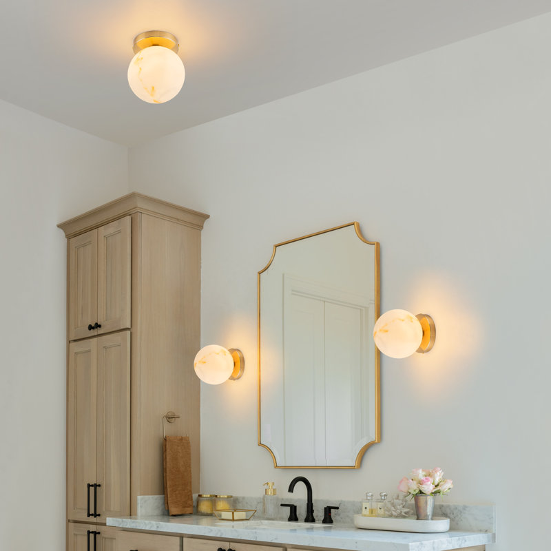 Alabaster Look Glass Globe Flush Mount